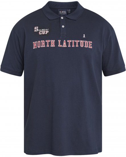 North Latitude 61131 Polo Piqué con Maniche a Contrasto e Ricamo Blu Marino - Polo - Polo Uomo Taglie Forti