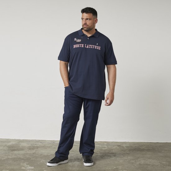 North Latitude 61131 Polo Piqué con Maniche a Contrasto e Ricamo Blu Marino - Polo - Polo Uomo Taglie Forti