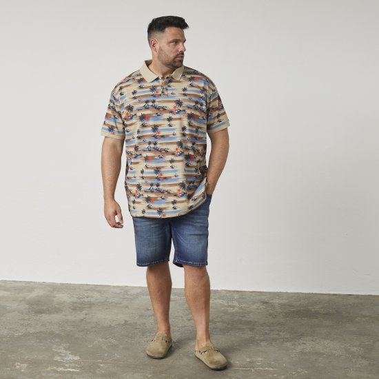 North Latitude 61133 Polo Piqué con Stampa All-Over Sabbia - Polo - Polo Uomo Taglie Forti