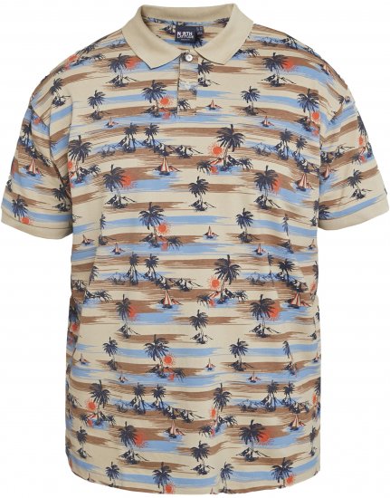 North Latitude 61133 Polo Piqué con Stampa All-Over Sabbia - Polo - Polo Uomo Taglie Forti