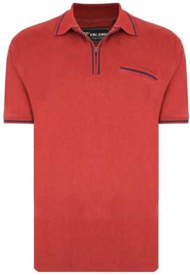 Kam Jeans 5449 Short Sleeve with Zipper Polo Shirt Red - Polo - Polo Uomo Taglie Forti