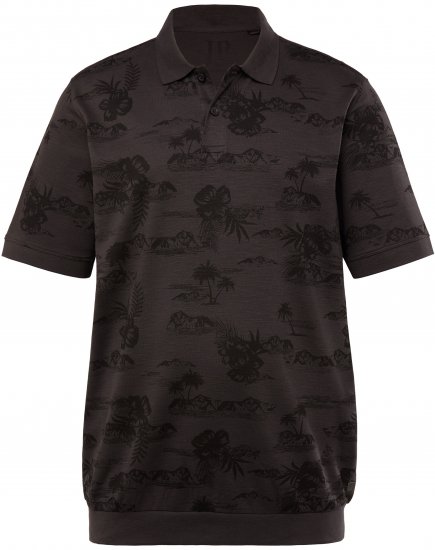 JP1880 Pique with All-over Print Polo Shirt TALL Black - TALL polo - Polo TALL per uomo alto