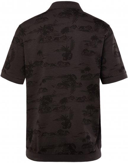 JP1880 Pique with All-over Print Polo Shirt TALL Black - TALL polo - Polo TALL per uomo alto