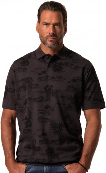 JP1880 Pique with All-over Print Polo Shirt TALL Black - TALL polo - Polo TALL per uomo alto