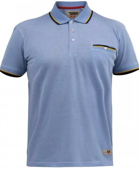 D555 Talbot Pique with Jacquard Collar Polo Shirt Blue - Polo - Polo Uomo Taglie Forti