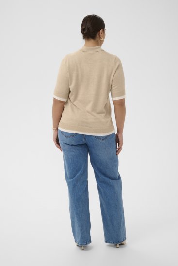 Kaffe Curve Lizzy Contrast Knitted Polo Feather Grey Melange - Polo - 