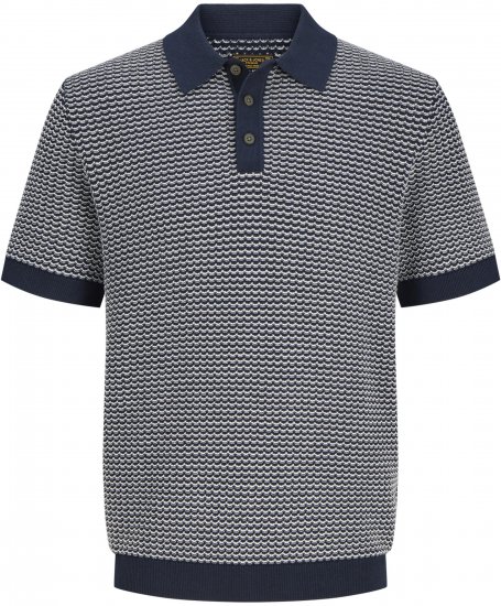 Jack & Jones Blukingsley Knitted Short Sleeve Polo Navy - Camicie - Camicie Taglie Forti Uomo