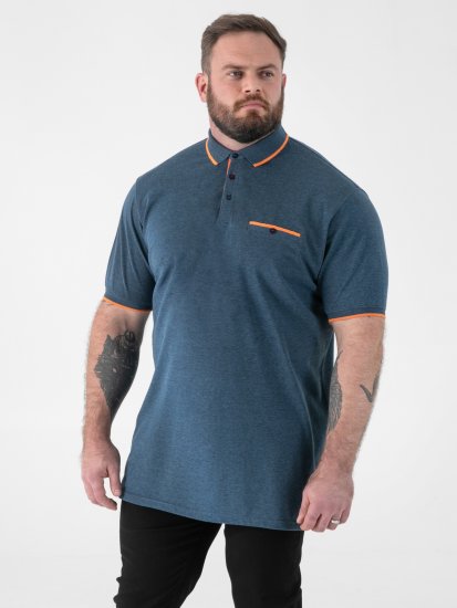 D555 Harvey Pique with Jacquard Collar & Cuffs Polo Teal - Polo - Polo Uomo Taglie Forti