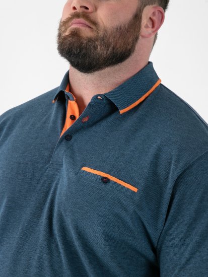 D555 Harvey Pique with Jacquard Collar & Cuffs Polo Teal - Polo - Polo Uomo Taglie Forti