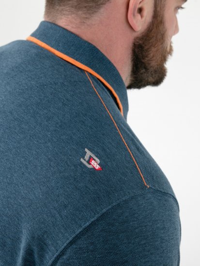 D555 Harvey Pique with Jacquard Collar & Cuffs Polo Teal - Polo - Polo Uomo Taglie Forti