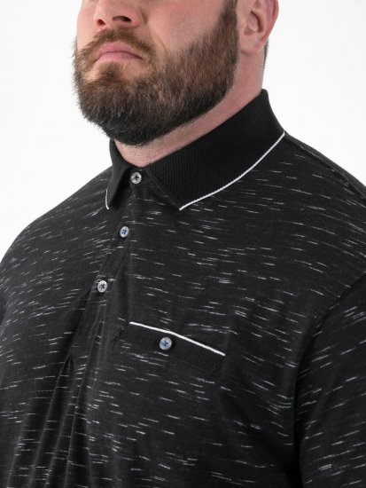 D555 Murphy Jacquard Collar And Cuff With Chest Pocket Polo Black - Polo - Polo Uomo Taglie Forti