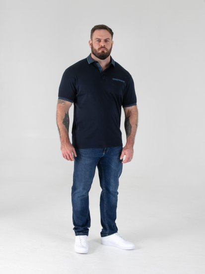 D555 Barret Interlock Jacquard Collar & Cuffs Polo Navy - Polo - Polo Uomo Taglie Forti