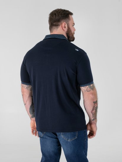 D555 Barret Interlock Jacquard Collar & Cuffs Polo Navy - Polo - Polo Uomo Taglie Forti