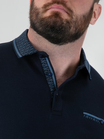 D555 Barret Interlock Jacquard Collar & Cuffs Polo Navy - Polo - Polo Uomo Taglie Forti