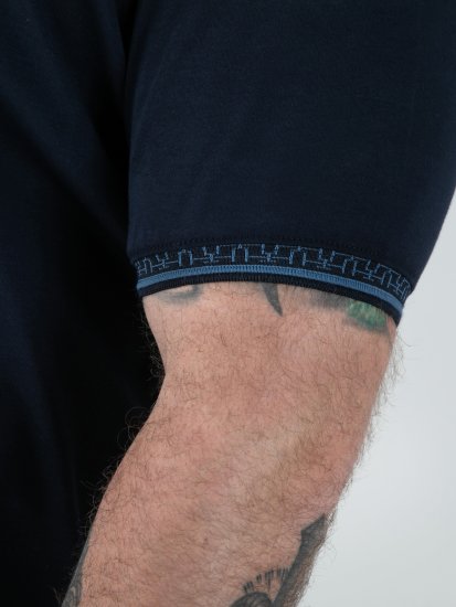 D555 Barret Interlock Jacquard Collar & Cuffs Polo Navy - Polo - Polo Uomo Taglie Forti