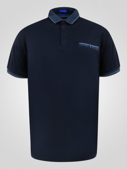 D555 Barret Interlock Jacquard Collar & Cuffs Polo Navy - Polo - Polo Uomo Taglie Forti