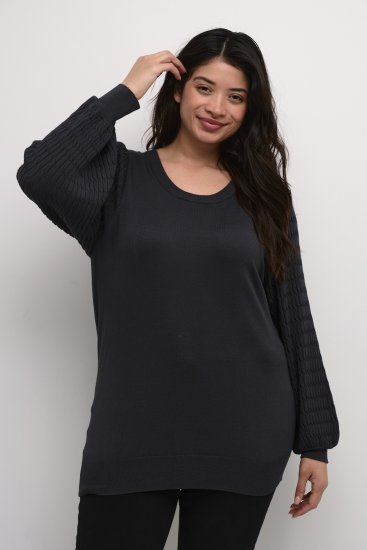 Kaffe Curve Lini Knit Maglione Nero Oyster - Felpe & felpe con cappuccio - 