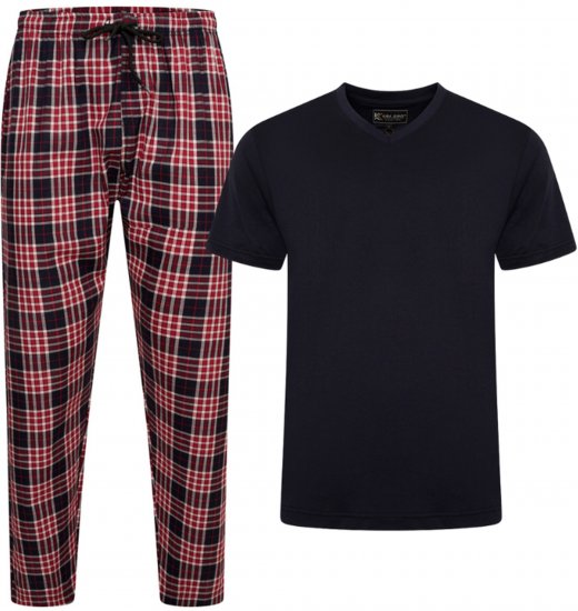 Kam Jeans 897 Lounge Pants and T-Shirt Set Red/Black - Pigiami/Loungewear - Pigiama Uomo Taglie Forti