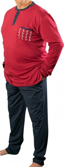 20 Nodi Maestrale Pajamas with Long Pants in Combed Cotton Jersey Red - Pigiami/Loungewear - Pigiama Uomo Taglie Forti