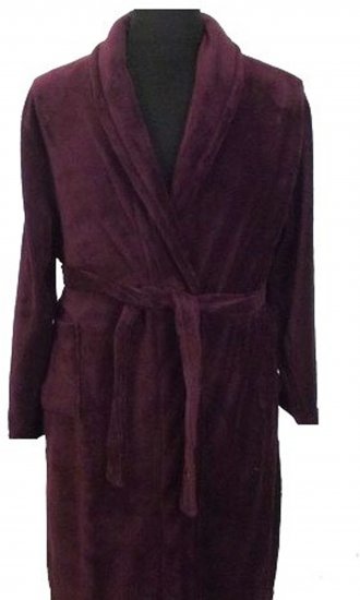 Espionage PJ068 Plain Fleece Gown Burgundy - Accappatoi/asciugamani - Accappatoi Uomo Taglie Forti