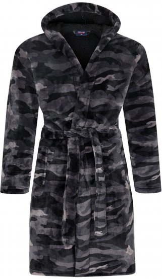 Espionage PJ159 Camo Fleece Gown Black/Grey - Accappatoi/asciugamani - Accappatoi Uomo Taglie Forti