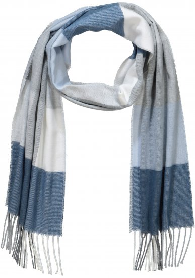 Ulla Popken Woven Check Print Scarf Soft Light Blue - Accessori - 