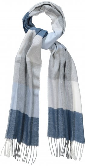Ulla Popken Woven Check Print Scarf Soft Light Blue - Accessori - 