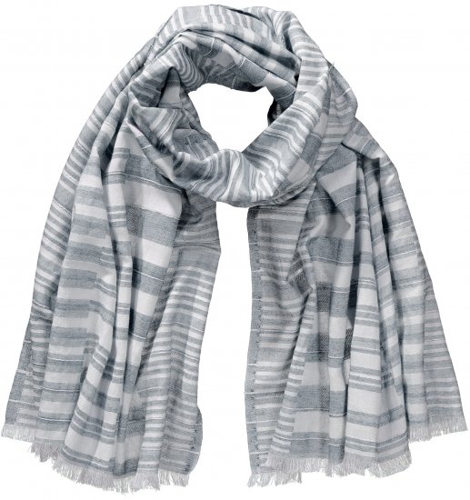 Ulla Popken Striped Statement Scarf Grey - Accessori - 