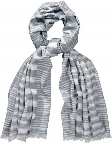 Ulla Popken Striped Statement Scarf Grey - Accessori - 
