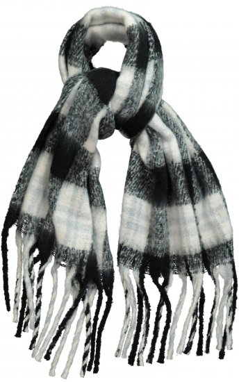Ulla Popken Plaid Long Fringe Scarf Black - Accessori - 