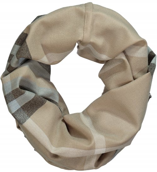 Ulla Popken Plaid Infinity Scarf Brown - Accessori - 