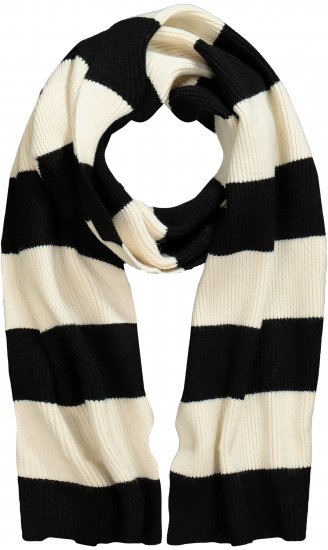 Ulla Popken Ribbed Striped Scarf Snow White - Accessori - 