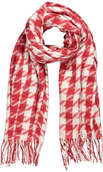 Ulla Popken Houndstooth Fringed Hem Scarf Salsa - Accessori - 