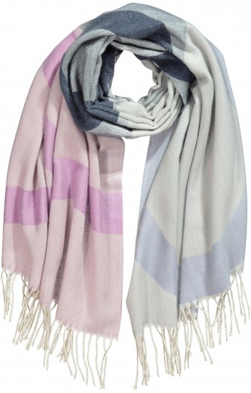 Ulla Popken Cozy Lettering Fringed Scarf Pink and Blue - Accessori - 