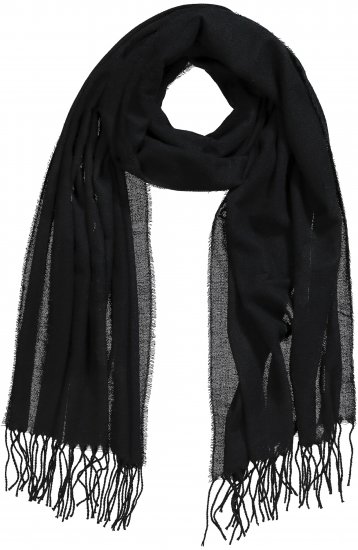 Ulla Popken Fringed Scarf Black - Accessori - 