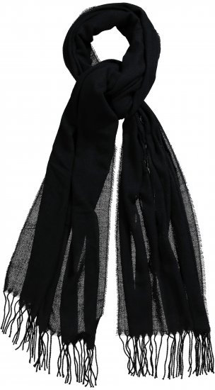 Ulla Popken Fringed Scarf Black - Accessori - 