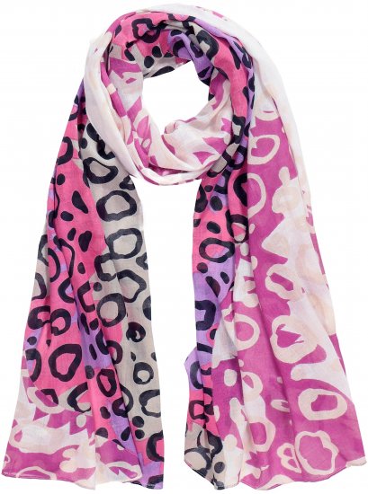 Ulla Popken Rainbow Leopard Print Scarf Pink - Accessori - 