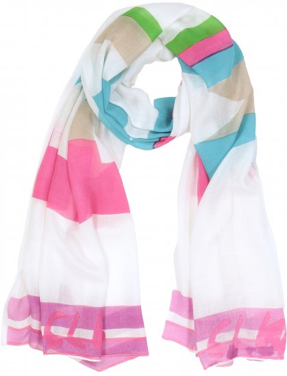 Ulla Popken Pink Lettering Border Print Scarf Snow White - Accessori - 
