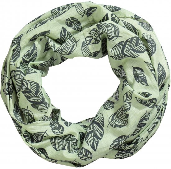 Ulla Popken Leaf Print Infinity Scarf Pistachio - Accessori - 