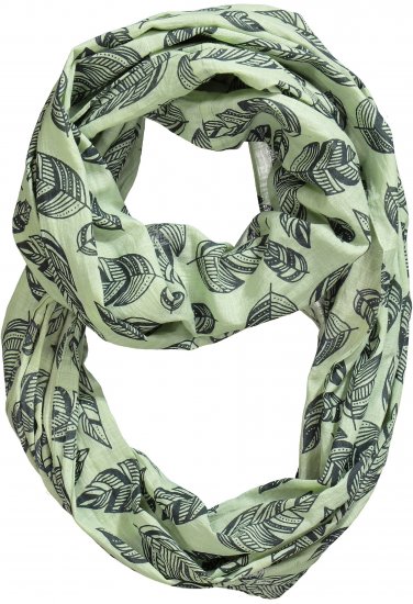 Ulla Popken Leaf Print Infinity Scarf Pistachio - Accessori - 
