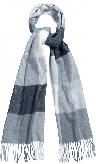 Ulla Popken Checked Fringed Hem Scarf Light Grey Melange - Accessori - 