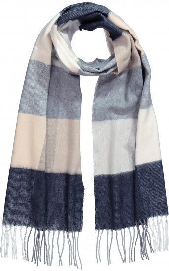 Ulla Popken Checked Fringed Hem Scarf Dark Putty - Accessori - 