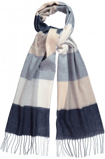 Ulla Popken Checked Fringed Hem Scarf Dark Putty - Accessori - 