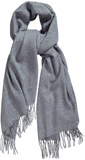 Ulla Popken Ribbed Knit Fringed Hem Scarf Grey Melange - Accessori - 