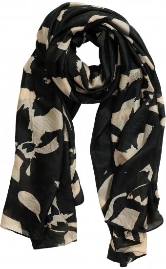 Ulla Popken Printed Silk Scarf Black - Accessori - 