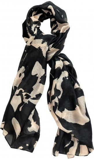Ulla Popken Printed Silk Scarf Black - Accessori - 