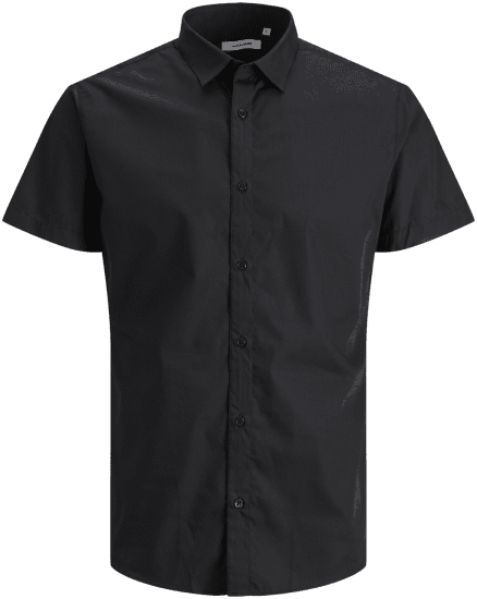 Jack & Jones JOE Shirt Short Sleeve Plain Casual Black - Camicie - Camicie Taglie Forti Uomo