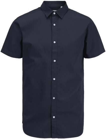 Jack & Jones JOE Shirt Short Sleeve Plain Casual Navy - Camicie - Camicie Taglie Forti Uomo