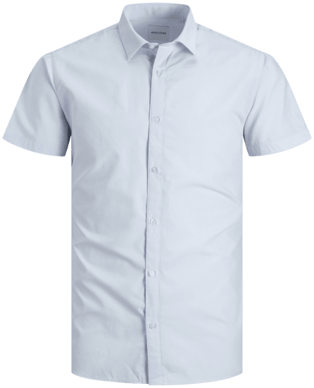 Jack & Jones JOE Shirt Short Sleeve Plain Casual Blue - Camicie - Camicie Taglie Forti Uomo