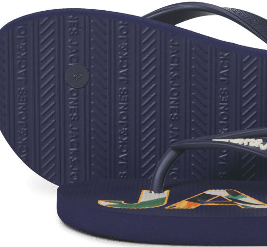 Jack & Jones Logo Palm Print Flip Flop Slippers Medieval Blue - Scarpe da uomo 40-52 - 